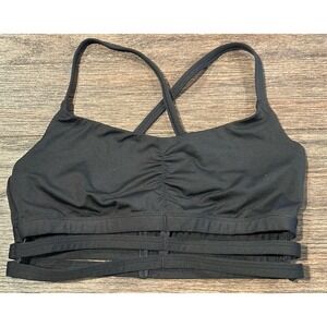 MATERIAL GIRL ACTIVE‎ Strappy black Sports Bra Sz M no padding GUC